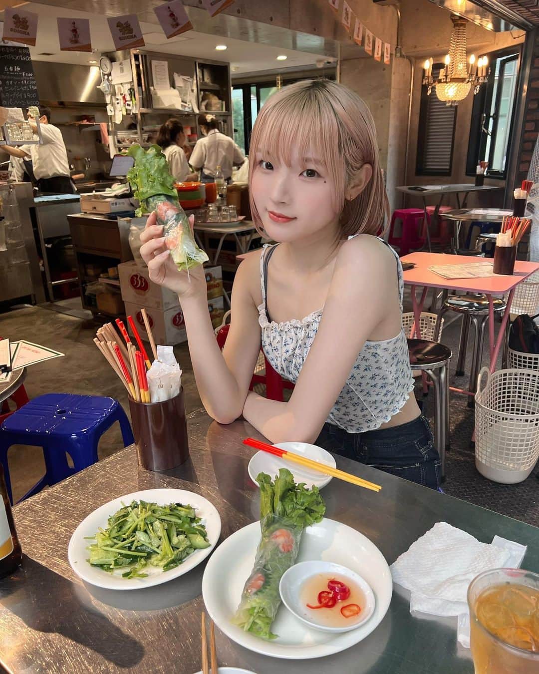 志村美希のインスタグラム：「🌯🌿 ⁡ 店内が本場っぽくてカワイイ🪆 エスニックダイスキ~！  #チャオバンブー」