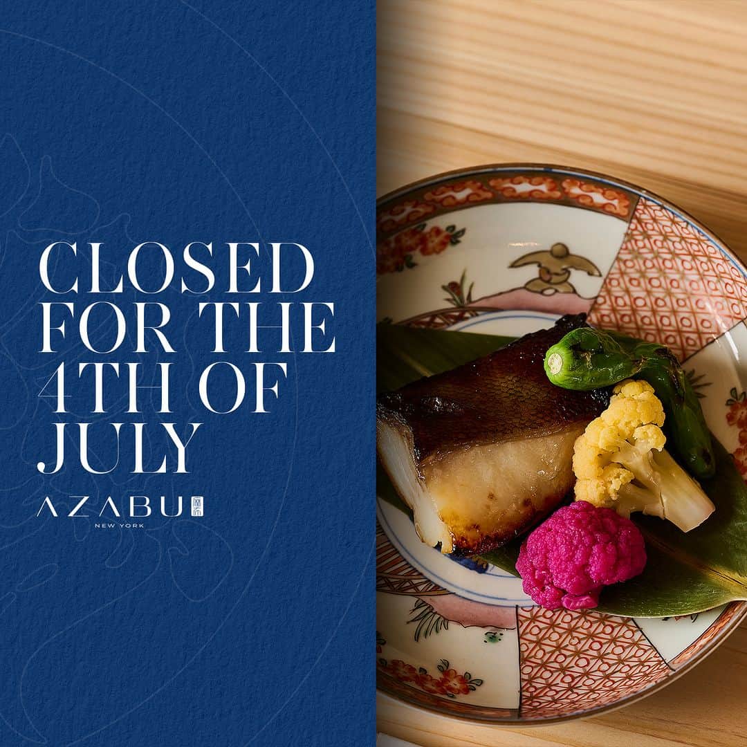 Sushi Azabuのインスタグラム：「🎆 Happy Independence Day! 🇺🇸 As the nation comes together to honor this special day, our restaurant will be closed to allow our team to enjoy the festivities. Take this time to bask in the patriotic spirit. We can't wait to see you again when we reopen!」