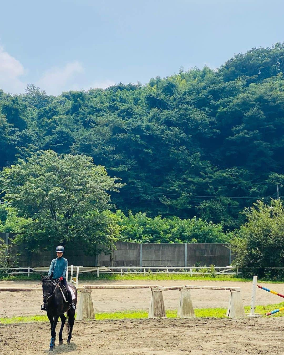 芳野友美さんのインスタグラム写真 - (芳野友美Instagram)「乗馬レッスン🐴 　 今日は美少女サームちゃんと初コンビを組みました☆ 　 この子も#元競走馬 で#ヴィクトワールピサ の子だよ！！ 　 小柄で細身の美人さんです！ 乗った瞬間、見降ろした先の首元見て「細っ！」って口に出ました（笑） 　 身軽だからは関係ないと思うけど、さくさく前に進んでくれて逆にブレーキに苦労しました（汗） ちくわとは逆です。 　 共通してるのは、どっちも素直でいい子❤️ 　 ちくわくんも元気でした☆ （5枚目画像） なんか#パッツン前髪 が厚みを増した気がする🤣」7月4日 23時10分 - yumi_yoshino_1980