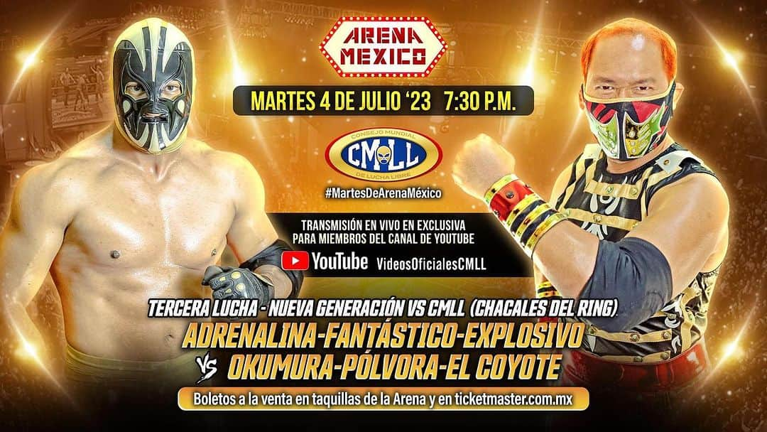 奥村茂雄さんのインスタグラム写真 - (奥村茂雄Instagram)「🔥 ¡Hoy Los Chacales del Ring estarán presentes en la majestuosa Arena México! No se pierdan esta función que comenzará a las 7:30 pm. - - #cmll #arenamexico #loschacalesdelring #polvora #coyote #okumura #tifondeosaka #guerrerosamurai」7月5日 9時07分 - okumuracmll