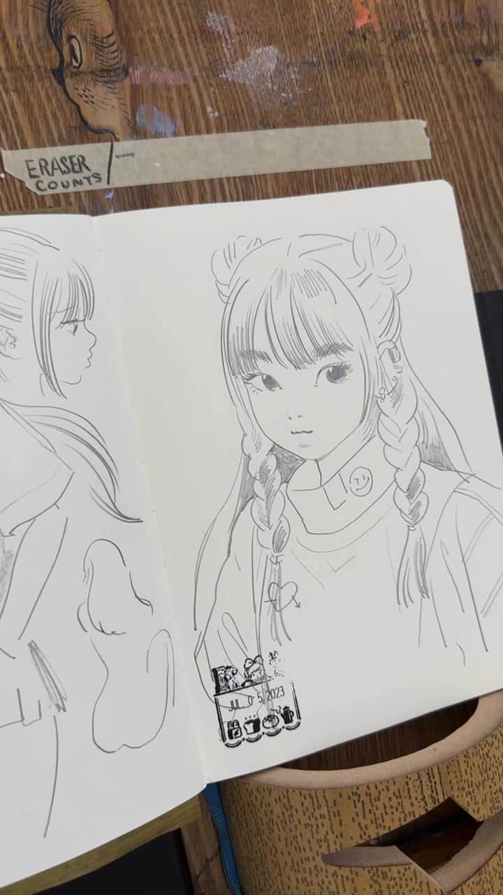 門小雷のインスタグラム：「“If I use eraser…LIVE DRAWING”  20230705」