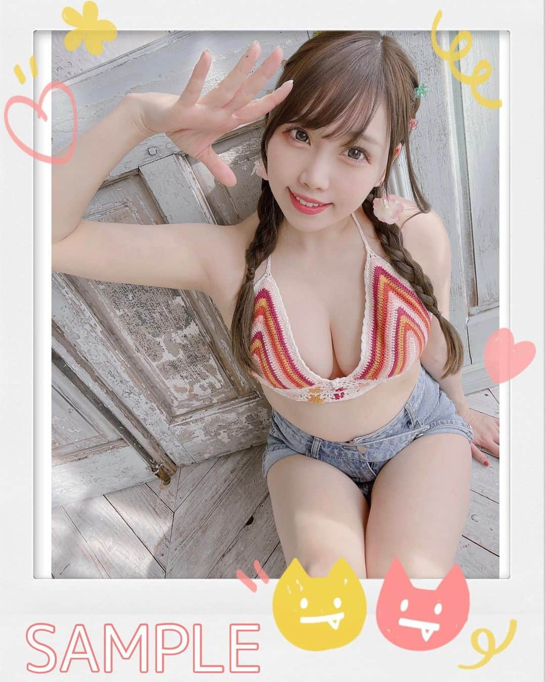 塚本舞さんのインスタグラム写真 - (塚本舞Instagram)「あっというまの7月🍉  今月は「夏夏！２種のマリンルックチェキ」を販売します☀️🕶  こちらは、おさげヘア×ニット水着の組み合わせ🌼  平成のオタク(私)がギャルゲーとかに出てくる夏のギャルのコスプレをしたらこうなりました🌈  ご購入はこちらから👇💖  https://maipuni.official.ec/items/63424566  またはストーリーアーカイブの🐰最新情報🐰から直接リンク飛べるよ！  よろしくお願いします🤍」7月5日 21時09分 - maipuni