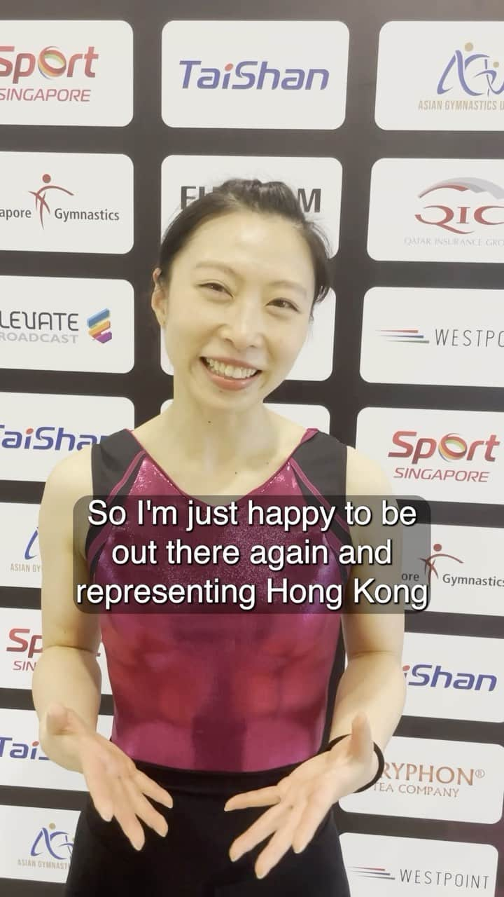 エミリー・チャンのインスタグラム：「(Asian Championships 2023) Fan favourite 2012 Olympian Angel Wong 🇭🇰 speaks about what goes into a sustainable gymnastics career, her favourite gymnasts (shoutout 🇨🇳, @gymnastics.ph 🇵🇭, @georgia_godwin 🇦🇺), a new connection she’s training and more! After overcoming 2 major knee injuries, she’s still going strong as a balance beam specialist at 36, winning bronze at the 2022 Doha World Cup   #gymnastics #hongkong #aagc2023 @hkgymnasticsteam @singaporegym @angelwong0405511」