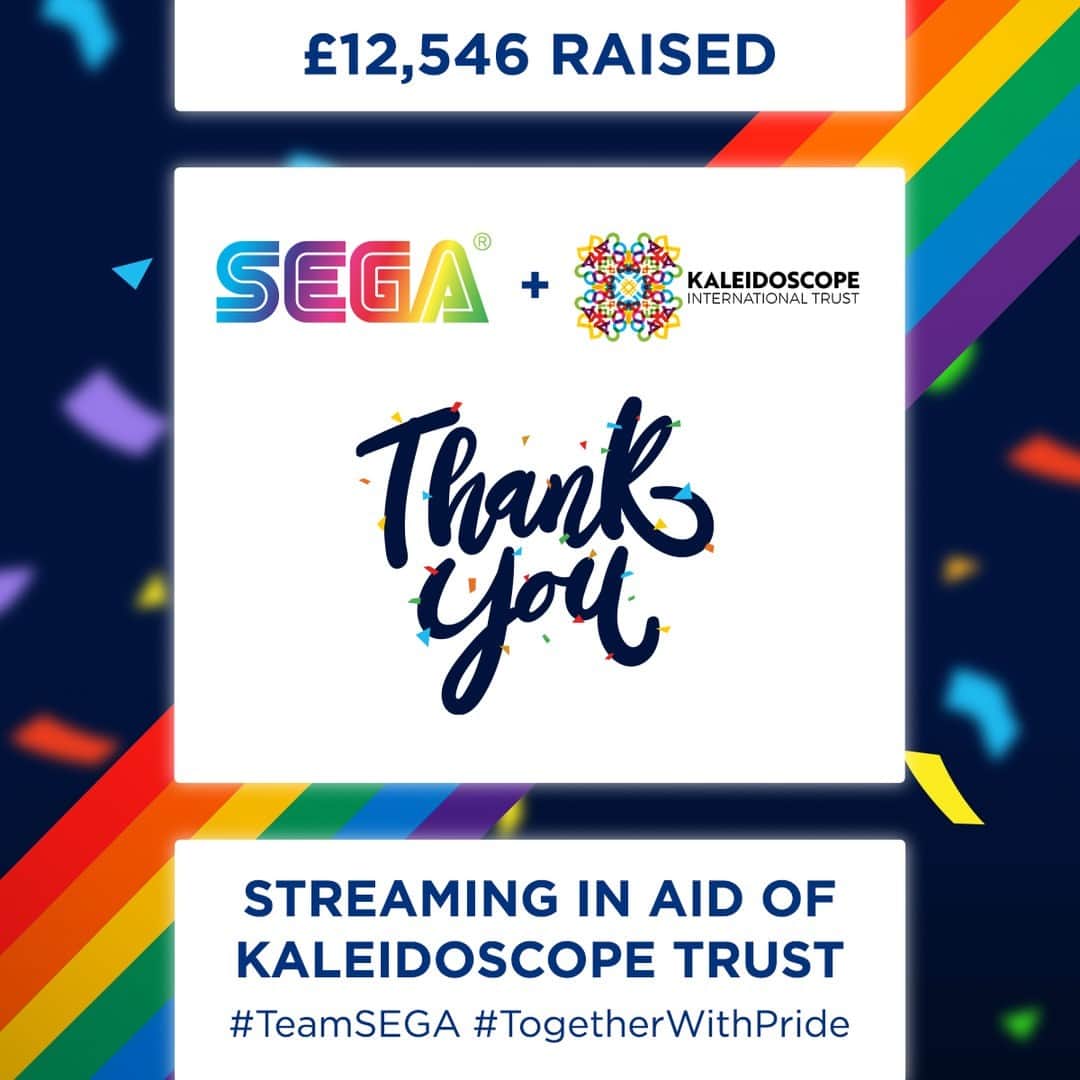 SEGAさんのインスタグラム写真 - (SEGAInstagram)「Thank you so much for your support during Pride month! 🏳️‍🌈  With the help of our amazing SEGA Stream Team, we've managed to raise an outstanding £12,546 for @kaleidoscope_t!! #TogetherWithPride」7月5日 23時00分 - sega