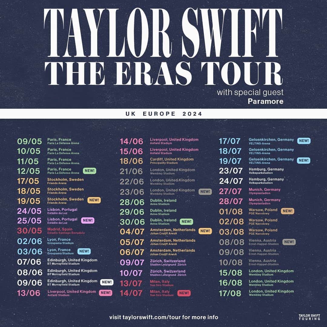 Paramoreさんのインスタグラム写真 - (ParamoreInstagram)「The Eras Tour with @TaylorSwift. Europe & UK 2024.」7月6日 0時25分 - paramore