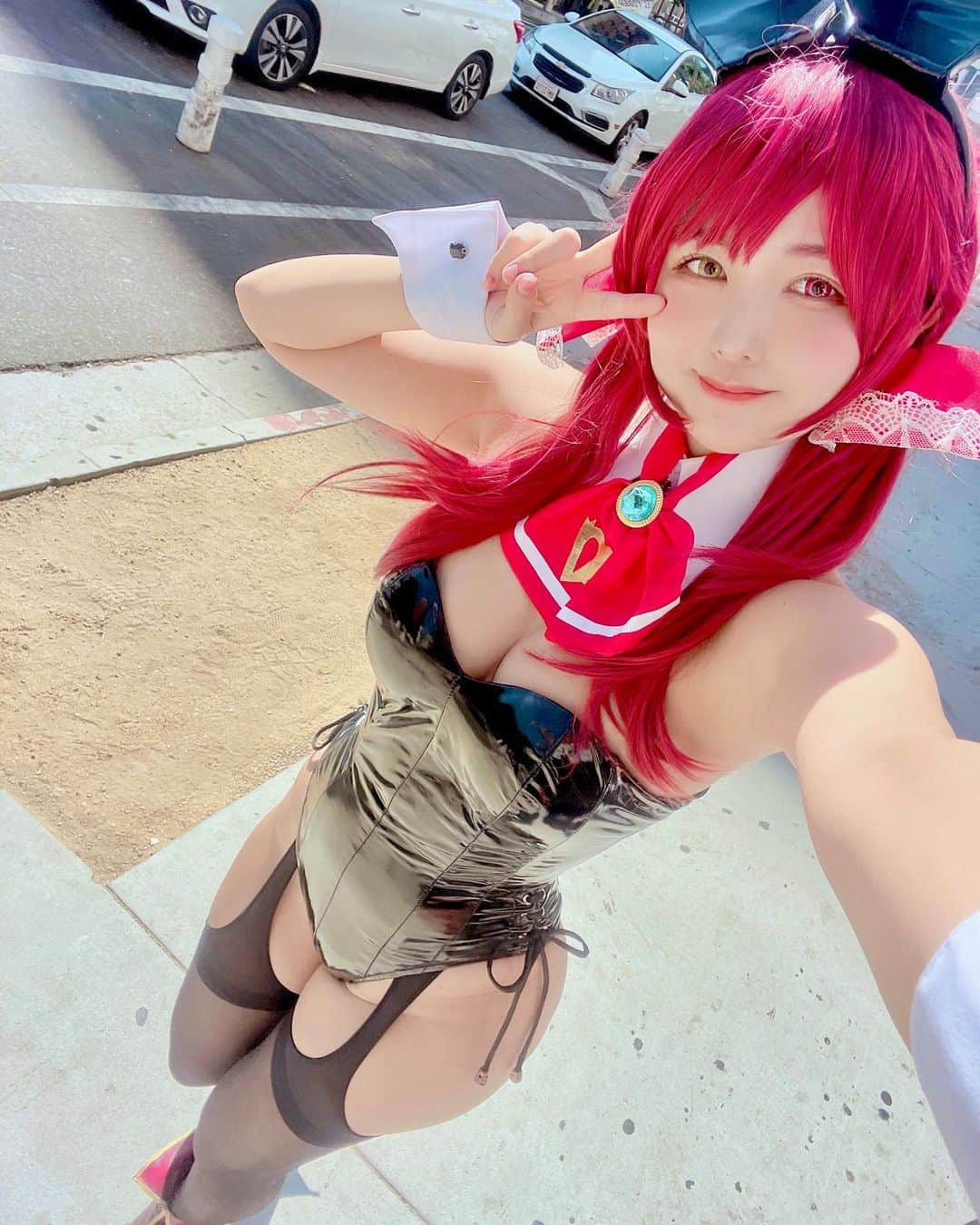 九条ねぎ あぴるのインスタグラム：「bunny marin❤️   @animeexpo   👯　@tokyobunnygirl   #animeexpo #animeexpo2023 #losangeles #bunnygirl #japanesegirl #cosplay #cosplaygirl #hololive #コスプレ　#バニーガール　#宝鐘マリン」
