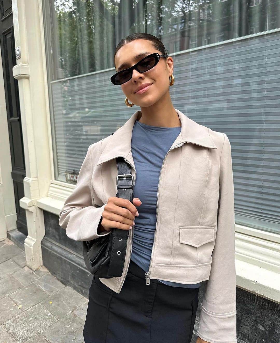 KOOKAI のインスタグラム：「We love @elisehoogerdijk in the Ariel Staple Jacket, Cargo Mini Skirt & Alannah Top •• Shop the look in boutiques and online #kookai」