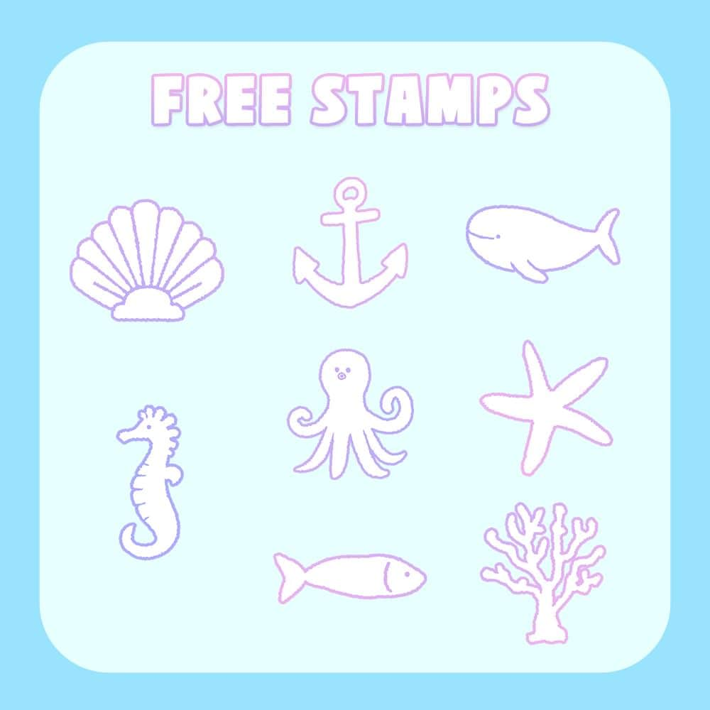 LINE Cameraさんのインスタグラム写真 - (LINE CameraInstagram)「💜🤍無料スタンプ🤍💜 海のおしゃれスケッチ🐠 . 💜🤍Free stamps🤍💜 Stylish sea sketches🐠 . #linecamera #lineカメラ #ラインカメラ #無料 #無料配布 #free #夏 #summer #summercolors #青 #紫 #blue #purple #海 #sea #ビーチ #貝殻 #クジラ #タツノオトシゴ #タコ #魚 #加工アプリ #画像加工 #加工画像 #加工 #スタンプ #stamp #stamps」7月6日 12時00分 - linecamera_official