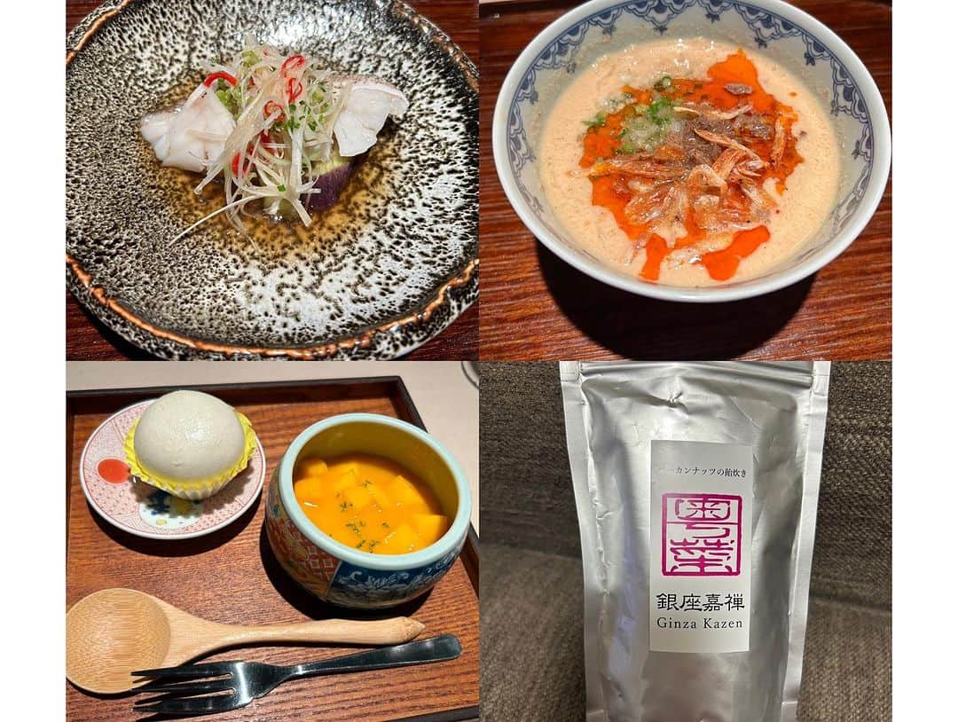朝桐光さんのインスタグラム写真 - (朝桐光Instagram)「⭐️銀座嘉禅⭐️  厳選した食材を使った簗田シェフおまかせのコースとお料理にあわせたワインペアリングをいただいてきました✨  お店の雰囲気はとっても高級感があって素敵✨  まずはシャンパンで乾杯っ！  最初に出てきたナッツの飴炊きが美味しすぎて美味しすぎて🎶 お店で売ってるとのことだったので買っちゃったよね👍✨  料理が待ち遠しくてワクワク🎶  1品目　 柔らかいつぶ貝とクラゲをサッパリと✨  2品目 雲丹と貝柱の茶碗蒸し✨ タラバカニと内子のソースって美味しいに決まってる❤️ 途中で蟹酢を少し入れて味変✨ 茶碗蒸しって言っていいのか！！ってくらい美味しかった🤤  3品目 ホタテと夏野菜の炒め✨ 春菊のソースにホタテをつけて、、、 美味しいー❤️ 夏野菜もきのこも美味しくて全部が主役🎶  4品目 はい！きましたぁー フカヒレ❤️  最後の動画をみてくださいっ！！  今見返してもよだれが出そう🤤  おっきなフカヒレにトリュフをたっぷりかけてくれるの❤️  トリュフ好きにはたまらない✨  フカヒレだけでも贅沢なのにトリュフのかかったソースと合わさったら美味しすぎて❤️  5品目 廣東式ダック✨ 北京ぢゃないんだって🎶  まずは皮がついたお肉を✨  たっぷりソースにつけて、、、  ジューシーで美味しい❤️  次に巻き巻きした廣東ダックを、、、  皮がパリッと甘いタレとあわさって美味しいーっ❤️  私大好きー❤️🥰❤️  おかわりしたかった、、、笑  6品目 ハタのさっと蒸し✨ サッパリなフィッシュソース お腹いっぱいになってきたのにリセットされた😋  7品目 坦々麺✨ 桜海老が入っててすごいいい香り🎶 細麺にクリーミーなソースがからまって最高❤️ ペロリ😋  最後はデザート  マンゴープリンにカスタード入り饅頭✨  お饅頭の中にアツアツとろーりカスタード✨ 食べたことない感じで美味しい✨ マンゴープリンはマンゴーが沢山のっててサッパリ🎶  ペアリングで出していただいたワインもどれも料理に合って美味しかったよ✨  最高すぎるディナーでした🥰  自分へのご褒美、デート、お友達と、お仕事で、、、 どんなシチュエーションにも使える最高なお店だと思います👍✨  またいこーっと🎶🎶🎶  PR@ginza_kazen  #銀座グルメ #銀座中華料理 #銀座中華 #銀座ワイン #銀座ワインペアリング #ワインペアリング #銀座ディナー」7月6日 21時56分 - akari_asagiri