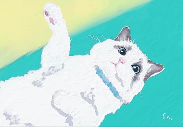 チャン・リーメイのインスタグラム：「@baby_celloneri  さんに  とっても可愛いルルのイラストを描いていただきました✨✨  この通称「にゃんなの」シリーズは  なんと、  いや。。  ニャンと‼️  SUZURIにて色んなグッズに🩵  私も早速iPhoneケースとタンブラーをゲット😉  初めてのルルグッズだぁ💖  届くのが楽しみだ🩵ﾆｬ  #ラグドールイラスト #ragdoll #保護猫を家族に #suzuri  #愛猫イラスト #愛猫グッズ」