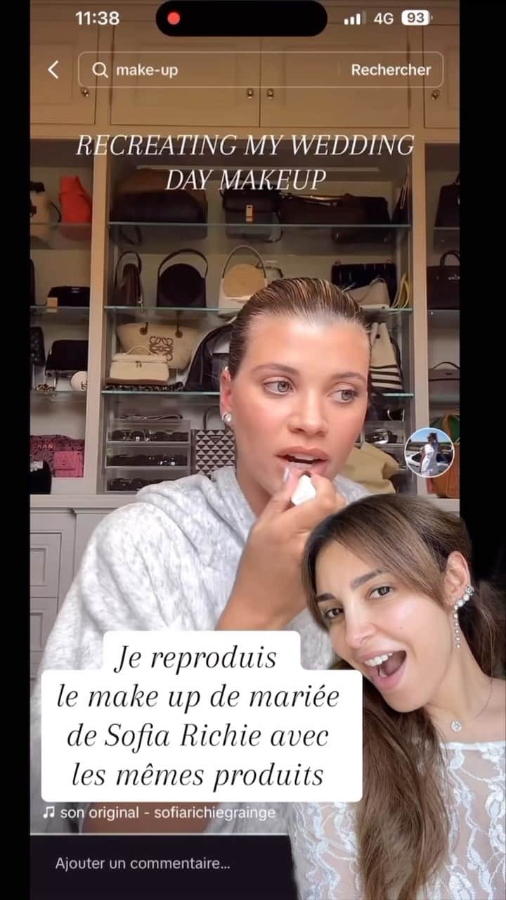 sananasのインスタグラム：「Je reproduis le make up de mariée de @sofiarichiegrainge avec les mêmes produits 👰🏻‍♀️🕊️Vous en pensez quoi ? ☺️  💄Produits utilisés :  -**Le soin perfecteur sublimage @chanel.beauty  -Correcteur @cledepeaubeaute teintes miel et amande -**Bronzer stick Bondie Belle @nudestix -Blush stick picante @nudestix -**Highlighter stick @chanel.beauty  -Les 4 ombres 937 @chanel.beauty  -**Mascara falsies surreal @maybelline  -Crayon @makeupbymario  -Butter bronzer @physiciansformula  -**Poudre libre @lauramercier  -**Crayon à lèvres nude brun @chanel.beauty  -**Rouge coco baume 928 @chanel.beauty   **Produits offerts   #sofiarichie  #sofiarichiewedding  #sofiarichieweddingmakeup」