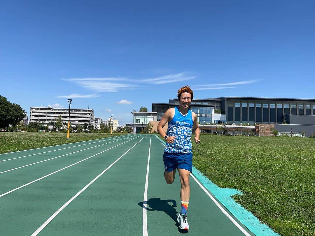 竹本カズキのインスタグラム：「暑暑暑☀️ 7月も無理せずマイペースに走っていこうぜ💪👈 もう7/6だけど🤣  #ランニング男子 #ランニングウェア #ランニング初心者 #マラソン初心者 #力チャレ」