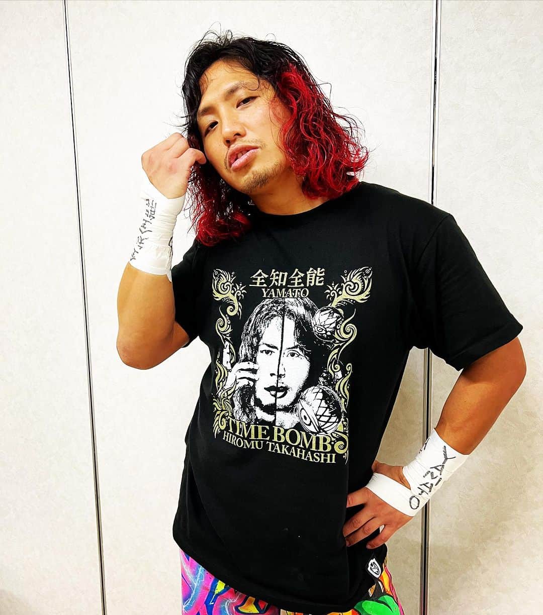 のインスタグラム：「高橋ヒロム  ★YAMATO × 高橋ヒロム コラボレーションTシャツ   #高橋ヒロム  #hiromutakahashi #新日本プロレス #njpw #全知全能 #yamato #doragongate」