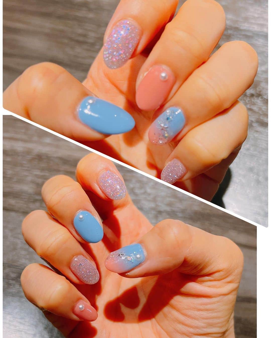 たかはしゆいのインスタグラム：「newネイル💓 ・ ピンクとブルーの夏らしいグラデーション☀️ あとから気づいたけど もうすぐ七夕🎋だし 織姫と彦星的なかんじに見えてきた😆💓 ・ みなさんは七夕にどんなお願いをするかな？☺️ ・ ・ #💅 #ネイル #ジェルネイル #夏ネイル」
