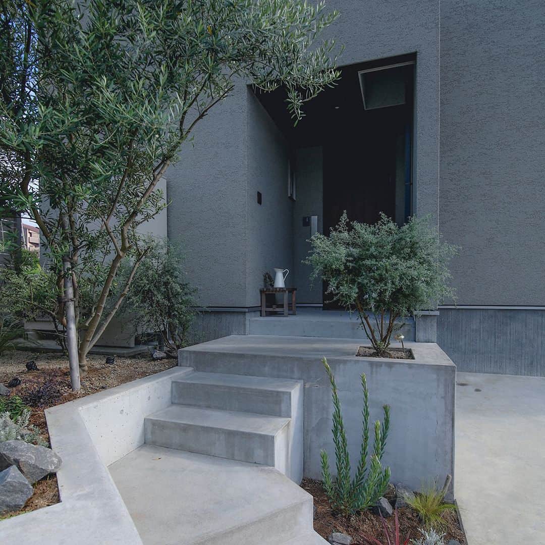 コラボハウス一級建築士事務所さんのインスタグラム写真 - (コラボハウス一級建築士事務所Instagram)「高低差のある敷地＋四角い家 玄関へと続くアプローチは木々を植えて シンプルな外観にやさしさをプラス。 --------------------------------------------------- コラボハウスは 設計士と直接話して家づくりをする設計士事務所です。 「住みやすく使いやすい、ちょっとカッコいい家」を コンセプトに家づくりのお手伝いをしています。 土地探し、間取りづくり、デザイン、家具選び 資金計画、工事、メンテナンスまで設計士に全部お任せ。 DMやHPからお気軽にお問い合わせください。 ------------------------------------------------------ #外観デザイン #ファサード #塗り壁 #四角い家 #リビング #庭のある暮らし #無垢床 #畳 #快適な暮らし #和室 #ダイニング #造作 #玄関インテリア #北欧インテリア #子どもと暮らす #造作洗面台 #自分らしい暮らし #デザイナーズ住宅 #注文住宅新築 #設計士と直接話せる #設計士とつくる家 #コラボハウス #インテリア #愛媛 #香川 #岡山 #大阪 #徳島 #秋田 #マイホーム」7月6日 19時00分 - collabo_house