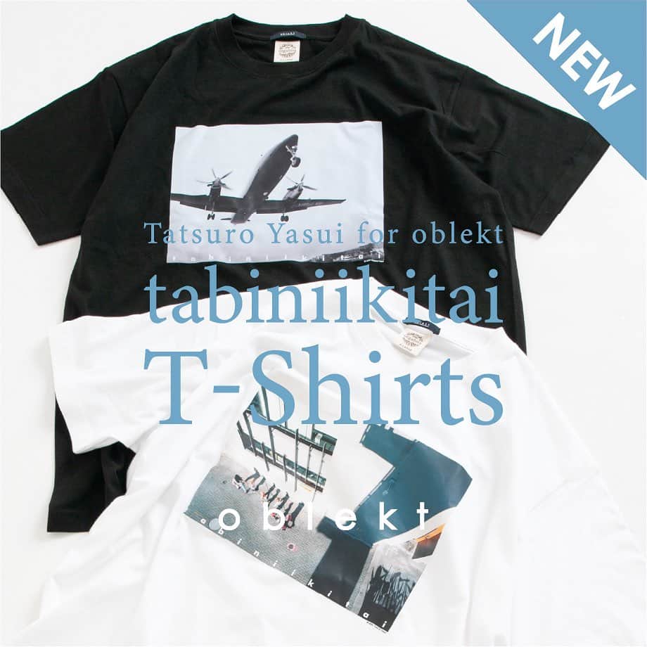 オブレクトのインスタグラム：「Tatsuro Yasui for oblekt tabiniikitai T-shirts 7/7（金）15:00発売開始❗️  モデル、映像制作と幅広い活動をされる、安井達郎 @tatsuroyasui 氏の【旅】にまつわる写真作品を大胆にプリントしたTシャツが、oblekt公式オンラインストア限定で明日発売開始🌿  tabiniikitai  タビニイキタイ というメッセージも素直で感受性の高い安井氏ならではの作品。  これからの季節にコーディネートのアクセントとして映えること間違いなしのアイテムです🌱  数に限りがございますので、気になる方はお早めに✨  ［tabiniikitai Tシャツ］ ¥6,600(込)  【Saint Martin】 カリブ海に浮かぶセントマーチン島。そこにはびっくりするくらい頭上近くを飛行機が通過し着陸する、日本では考えられない場所があります。 今ではあまり見かけなくなったプロペラ機が大きな音と風を巻き起こす臨場感が伝わってくる一枚。  【Seattle】 シアトルの風景に現れた、色鮮やかな洋服を着た子供たち、そこにレトロな建物の上から見下ろし、直線的に伸びる影のコントラストが印象的な一枚。  #oblekt #オブレクト」