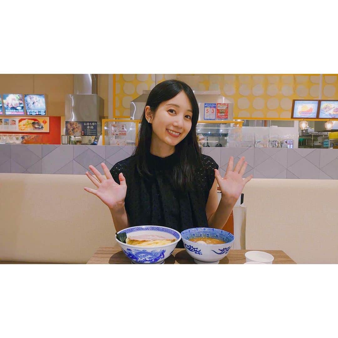 小野彩香のインスタグラム：「* 食べたいなと思った時に 食べたいものが食べられた時🤤🩵  #つけ麺 #暑くても食欲はとまらない」