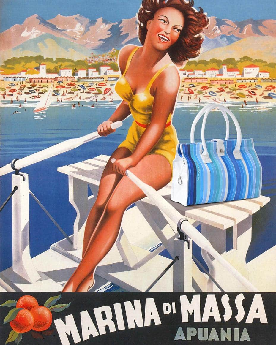 ブランディーナのインスタグラム：「Benvenuti a Marina di Massa Apuania, una località balneare incantevole situata sulla costa della Toscana e con la sua posizione privilegiata lungo il mar Ligure, offre una combinazione perfetta di spiagge sabbiose, acque crystalline e una ricca storia culturale. Marina di Massa Apuania è anche un punto di partenza ideale per esplorare le bellezze naturali circostanti.  Che tu sia in cerca di relax, avventura o cultura, questa località balneare Toscana saprà conquistarti con la sua bellezze e autenticità ✨  #waves #riviera #goodvibes #romagnamia #womanbags #rivieraromagnola #summerdays #SUMMER2023 #crystal #crystalenergy #lovesummertime #anni60 #InnovazioneMarina #RelaxAlSole #TrendSpiaggia」
