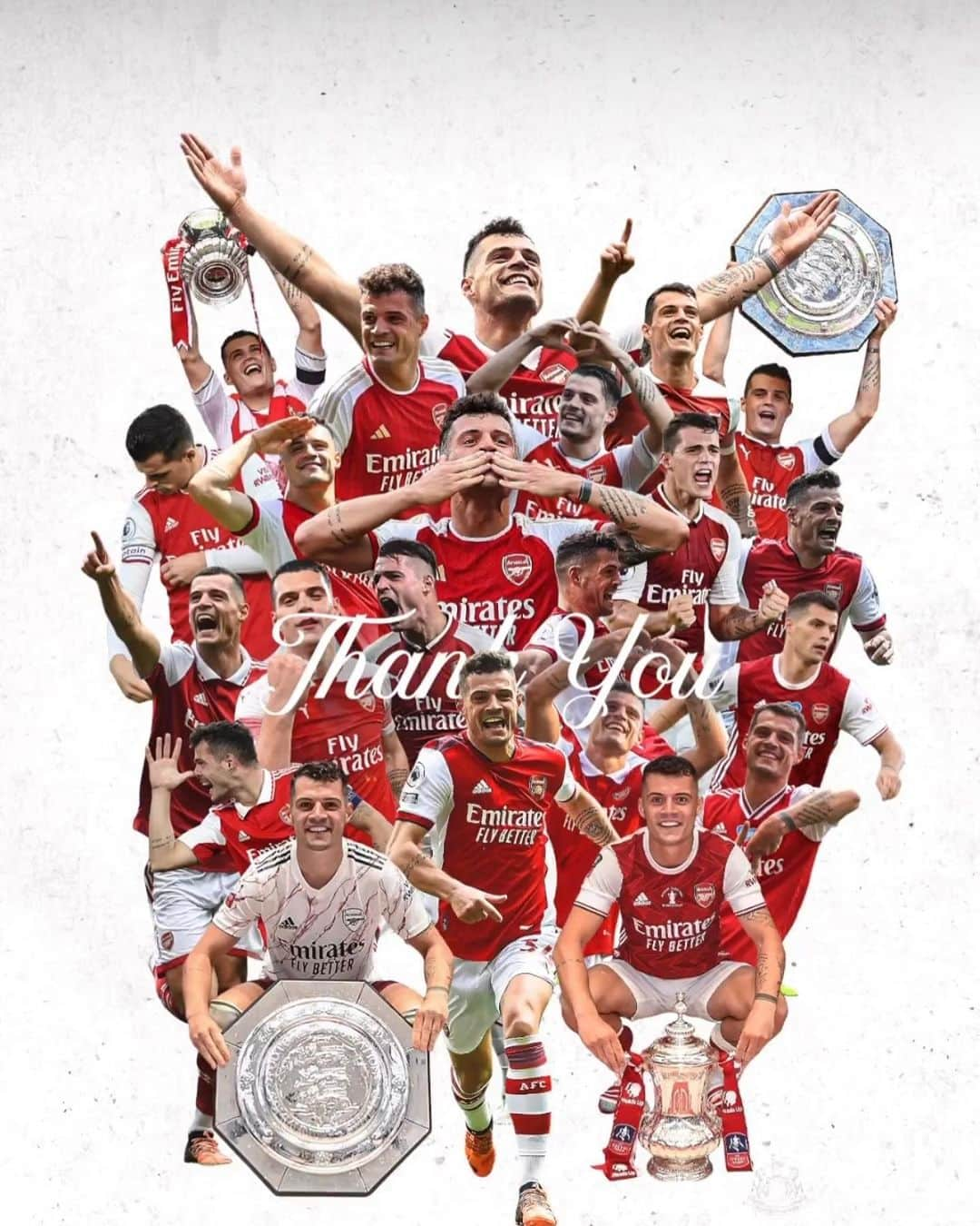 グラニト・ジャカさんのインスタグラム写真 - (グラニト・ジャカInstagram)「Gunners, it's been some journey - and all that's left is for me to say thank you.  I've spent seven years at Arsenal. The club has become such an important part of my life - and it's not easy to leave. But now is the right time for a new adventure.  There are so many people I need to thank - the managers I played for, all my team-mates and the staff behind the scenes.  And I especially want to thank all of you. Everyone knows we've been through some tough times. But we came through them together - and I'll never ever forget the feeling I had each time we won the FA Cup or whenever I heard you singing my name. Pure goosebumps!   I will always carry Arsenal in my heart. Once a Gunner, always a Gunner.  Thank you ❤️」7月7日 2時04分 - granitxhaka