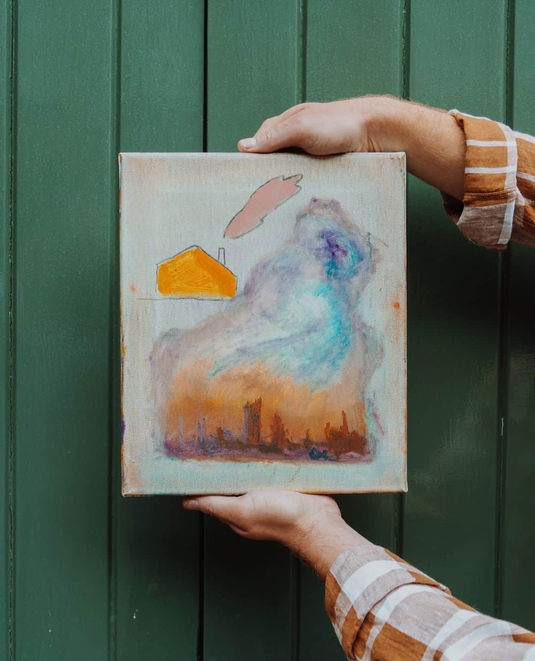 オリバースペンサーのインスタグラム：「If you're in Soho through the month of July, come down to our Berwick Street store where you'll find the brilliant artworks of @michaelmaskellart.⁠ ⁠ Michael is a painter who works on small canvases to create stunning unrehearsed mindscapes informed by his queer experience. We caught up with him to discuss his work, his process, the role art plays in society, and more. ⁠ ⁠ Hit the link in bio to read the interview.⁠ ⁠ #oliverspencer #art #queerart #pride」
