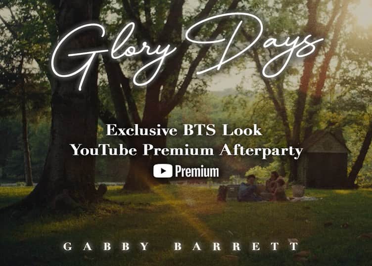 ギャビー・バレットのインスタグラム：「You can get an exclusive behind the scenes look at the Glory Days MV by tuning into my after party on @youtube Premium now!❤️」