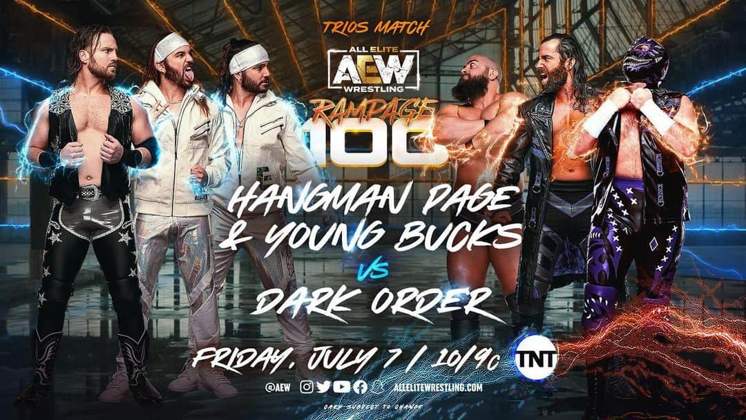 ニック・ジャクソンのインスタグラム：「The 100th episode of rampage is tomorrow night. A huge milestone for AEW! Tune in to see us take on the Dark Order.」