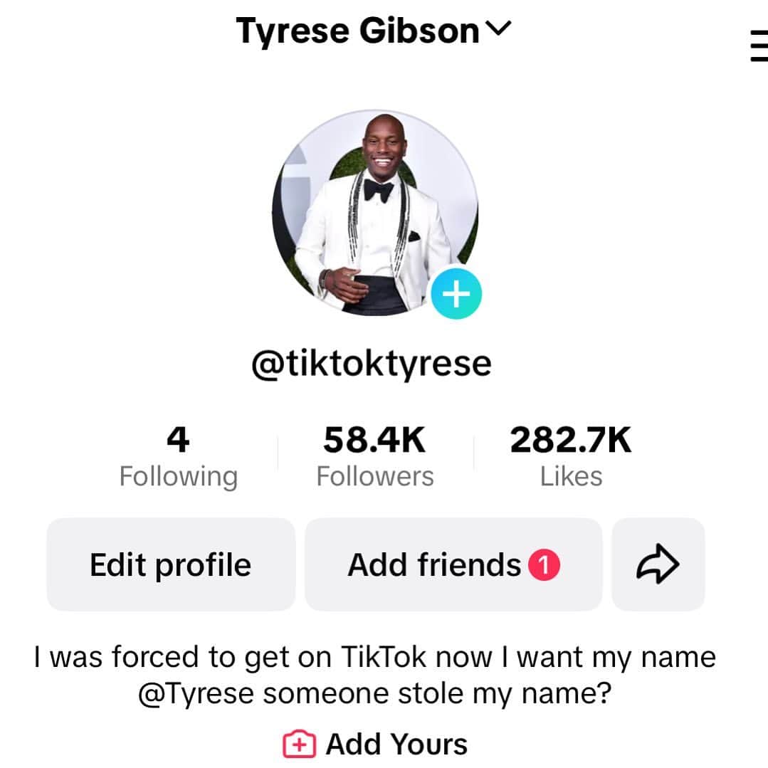タイリース・ギブソンさんのインスタグラム写真 - (タイリース・ギブソンInstagram)「I was hacked…. This is my NEW NAME on TikTok….」7月7日 12時26分 - tyrese