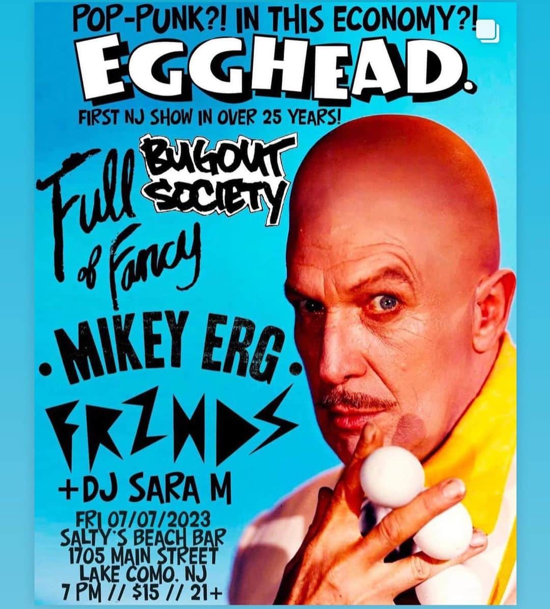 ジョン・ロス・ボウイさんのインスタグラム写真 - (ジョン・ロス・ボウイInstagram)「Come - let us sweat on you! #Egghead - @mikeyerg - @bugoutsociety - @fulloffancy - Frendz! TONIGHT! @saltysbeachbar」7月8日 2時16分 - johnrossbowie
