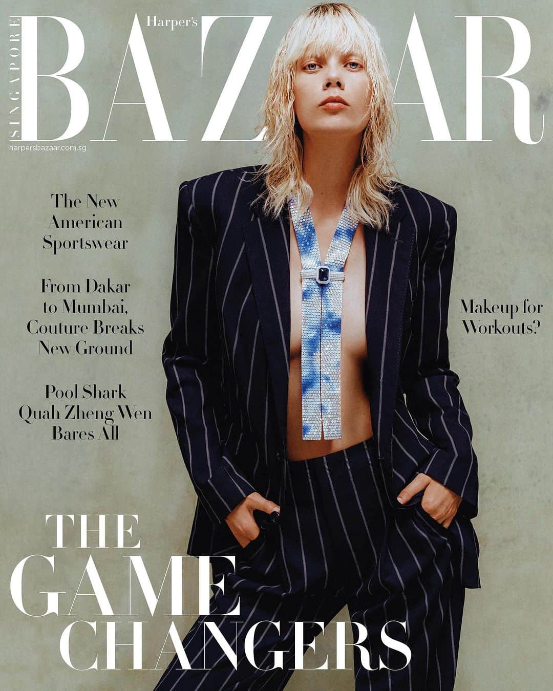 マリヤン・ジョンクマンのインスタグラム：「It’s game time, and with the @harpersbazaarsg July issue in tow, you’ll only play to win! 🥇  Sports and all things active have never been more au courant. And what better way to reflect the new American sportswear aesthetic sweeping the runways, than to have our cover star of the month @marjanjonkman exemplifying the look in a wardrobe by America’s finest @ralphlauren, with a dramatic tie of diamonds, tanzanite, and mother-of-pearl by @boucheron for good measure.   Read all the details in the Harper’s BAZAAR Singapore July issue, available from 11 July on newsstands.  Editor-in-Chief: @kennieboy  Photographer: @greglinjiajie  Stylist: @yan_jeffrey  Fashion @ralphlauren Jewellery @boucheron Videographer: @celinehong__ Casting: Rocky Nolan / @ikki_casting  Hair: @mr.hiroshi.matsushita Makeup: @mariebruce Manicure: Katharina O Set Design: @olivia.giles.set.design / @jonesmgmt Producer: Lola Castro / @roscoproduction Production Coordinator: Kajal Patra  Photography assistants: Rory James Cole, Ed Denver Phillips, Elysian Lua  Lighting assistant: Milo Hickey  Styling assistant: Reece Moore Set assistant: Charlotte Curtis  Model: @marjanjonkman / Women Management . . . #harpersbazaarsg #RalphLauren #Boucheron #2023」