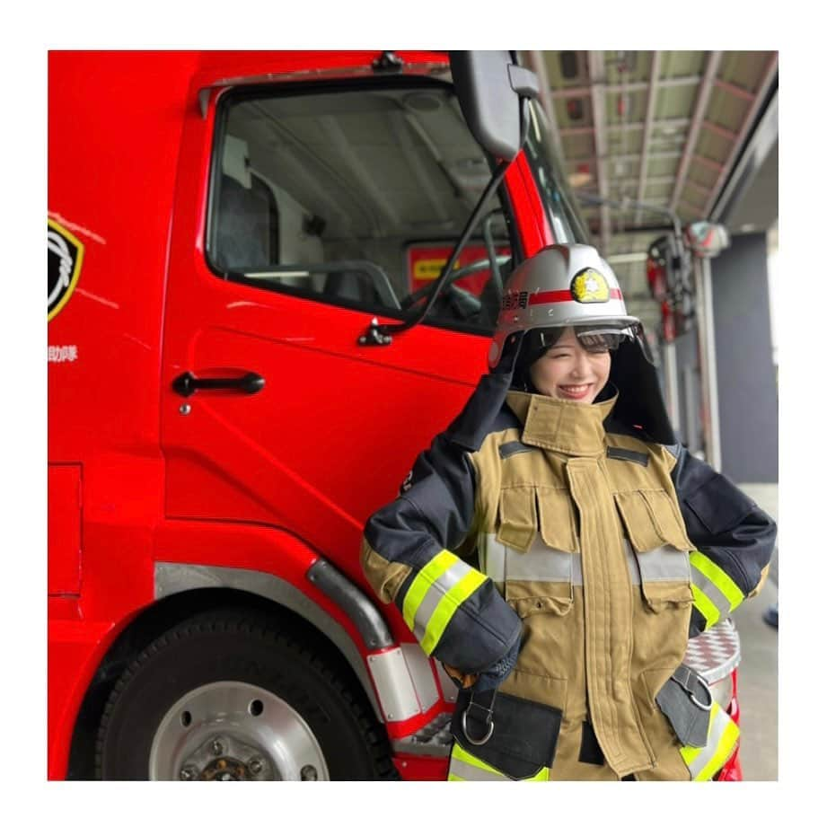 小越春花のインスタグラム：「🚒 新潟市消防局中央消防署に行って来ました！ 人生初の体験いろいろでした！ つきっきりで教えてくださった白井さんにまたお会いしたいです…！！  YouTubeで、だいすき！にいがた！チャンネルをご覧ください〜💭  #ngt48#小越春花 #nst#YouTube#🚒」