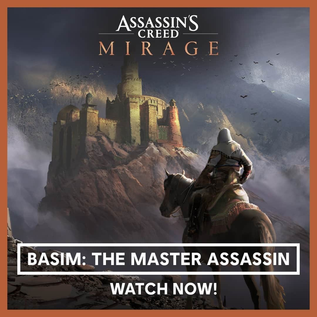 アサシン クリードのインスタグラム：「Dive into the development of Assassin's Creed Mirage and learn more about the creation of Basim; a deadly and resourceful Assassin embarking on a life-changing journey.  Including new information and gameplay footage!  Find the link for the video in our Story!  #AssassinsCreed」