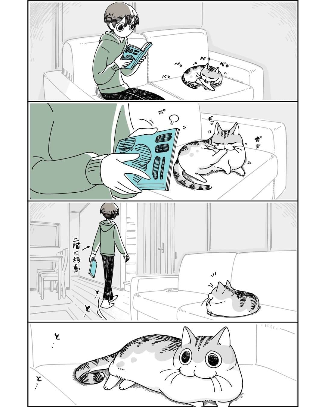 キュルZのインスタグラム：「ついてきてくれるネコ  #キュルガ #夜は猫といっしょ #猫 #cat #猫漫画 #猫のいる暮らし」