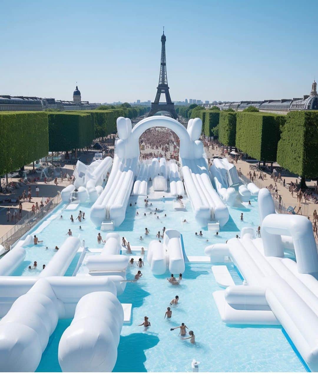 My Interiorのインスタグラム：「lf only @paris could be a giant pool party, if only. Tag your bestie 😊😊 Art/Prompts by @ifonly.ai」