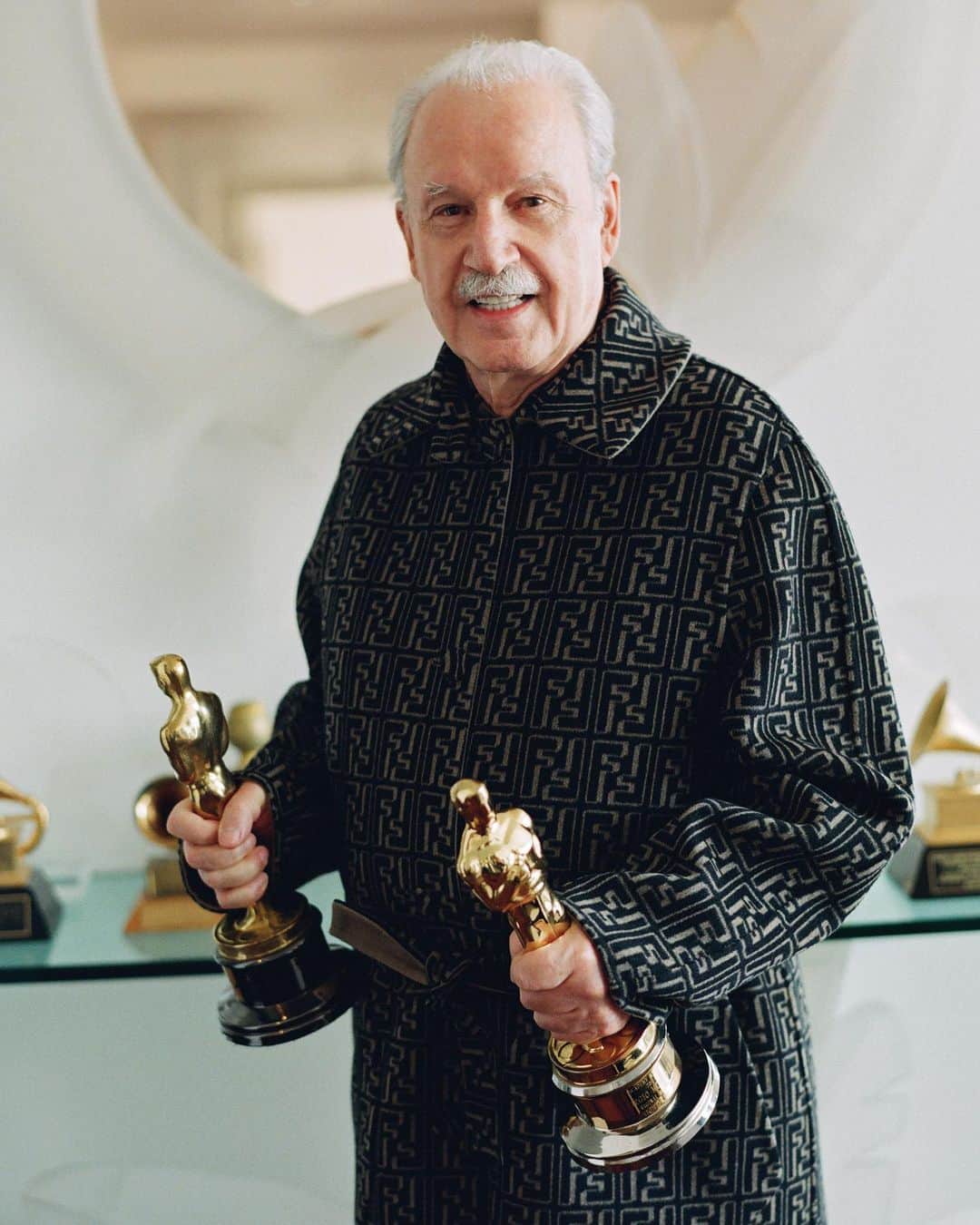 Fendiのインスタグラム：「The creator of the soundtrack for the #FendiFW23 menswear show @giorgiomoroder wore #Fendi in a @drepubblicait editorial.  Photography: @maxfarago Styling: @taylor__mcneill Interview: @antonelligram  EIC: @efarneti Fashion Director: @nikpiras Grooming: Mark Hampton Hair Styling Assistant: Kennedy Smith」