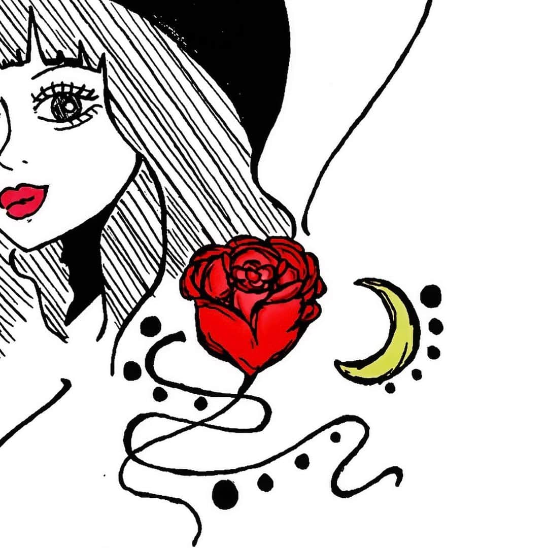 渡邉鈴音さんのインスタグラム写真 - (渡邉鈴音Instagram)「お絵描き好きなんです👼✍️  前に投稿した写真を参考にして 私の好きな薔薇と月を入れて書いてみた🥀🌙  #お絵描き #お絵描き好き #イラスト #書いてみた #趣味」7月22日 15時45分 - rinne_watanabe