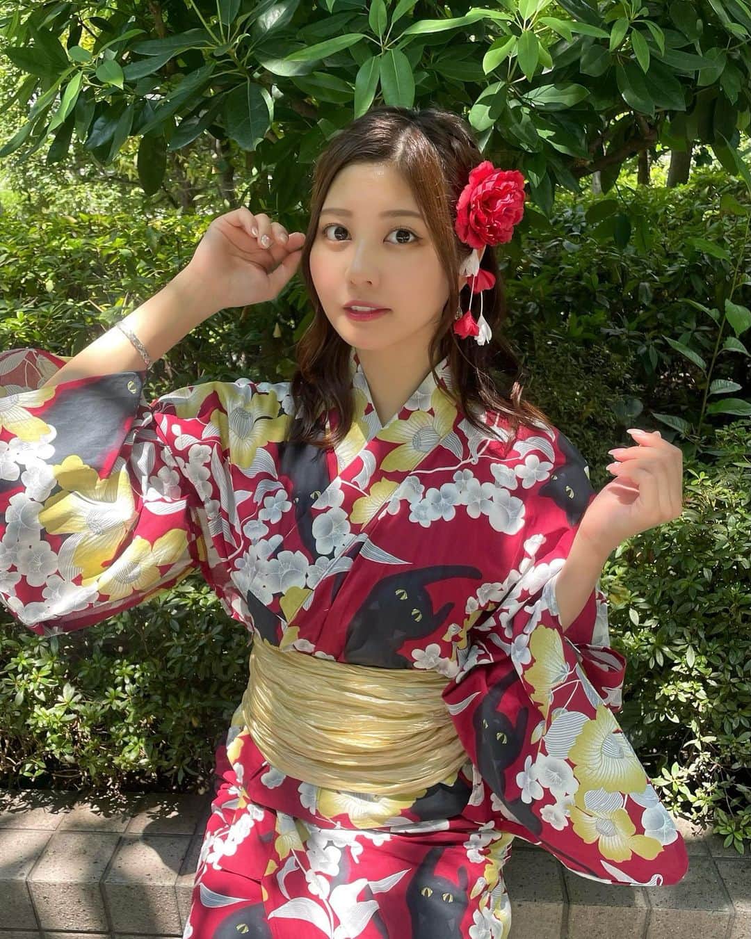 林ゆめのインスタグラム：「猫ちゃんの浴衣🐈‍⬛ そろそろお祭りとか花火大会の時期？☺️」