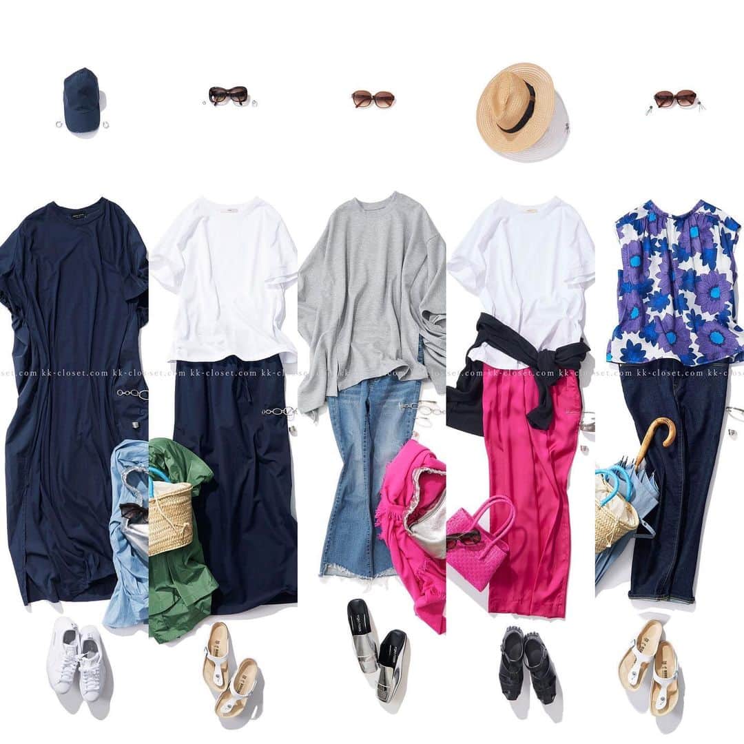 のインスタグラム：「. 【K.K closet 6/30〜7/6までのコーディネートランキング】 . 1）2023-07-03/  夏、始まる！ 2）2023-07-04/  今気分のシンプル 3）2023-06-22/  シルエットで心地よく 4）2023-06-30/  ピンクで気分を上げる 5）2023-07-05/  花に誘われて ・ 来週もどんなコーディネートが登場するかお楽しみに♪ ・ #kkcloset #kkshop #菊池京子 #kyokokikuchi #コーディネート #コーデ #coordinate #code #ranking #ランキング #ootd #outfit #kotd #カジュアル #style #fashion #ファッション #wear #happy #italy #simple #ワンピース #onepiece #navy #pink #ピンク #サテンパンツ　#花柄　#flower #デニム」