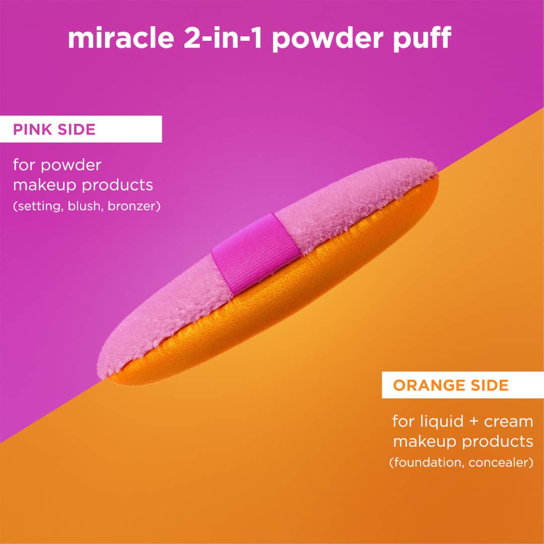 Real Techniquesのインスタグラム：「ICYMI the Miracle 2-in-1 Powder Puff is the ultimate multi-tasker 🔥  Flawlessly set + bake your base with any powder using the PINK side. 💗 Easily blend + buff liquids or creams using the ORANGE side. 🧡  NOW available @UltaBeauty」