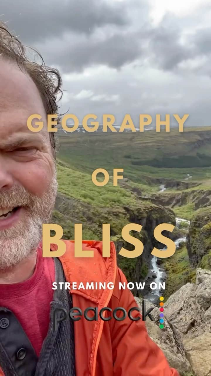 レイン・ウィルソンのインスタグラム：「A behind the scenes look at the making of #GeographyofBliss. Find your BLISS with me while I travel travel through Iceland, Bulgaria, Ghana, Thailand, and even Los Angeles. Streaming now on @peacock 📍🌍 🧳」