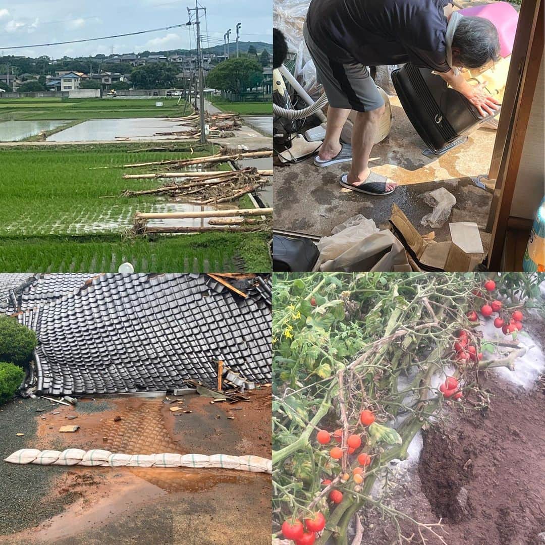 下村彩里さんのインスタグラム写真 - (下村彩里Instagram)「今週月曜日に九州を中心に西日本に襲った#大雨 。#熊本県益城町 では昨日もまとまった雨が降りました。 . . . 川の増水と勢いでみるみるうちに県道2車線分が崩落してしまった道路では 雨の中でも、作業が急ピッチで行われていました。 近くには小学校、住宅が並び、普段は車通りも多い県道です。  現場で作業される方に 「土砂降りの雨が降ると作業は中止ですよね？」ときくと 「いや、雨だからこそ、急いでやらければいけないんです。#二次災害 をなんとしても防がなければならない。町の人は復旧を待っていますから」と。 危険を伴う工事現場で、街のインフラを守る作業員の方に頭が下がります。  まずは土嚢を高く積みあげるなどして これ以上の道路の崩落を防ぎますが、 これらはあくまでも応急処置。 度々襲う雨の影響で、なかなか本格的な工事は始められないと言います。 . およそ1週間を通しての取材で、 梅雨の時期の#水害 の深刻さを改めて実感。 止んだり降ったりの#続く雨 、晴れ間は体力を奪ったり物を腐らせる#猛烈な暑さ 、極端な天候が復旧作業を妨げます。 . .  「#熊本地震 を思い出した。悲惨な現実をみるのが怖くて、しばらくみに来れなかった。」 と話すおばあちゃんの言葉が今も重く印象に残っています。  住宅が水に浸かってしまった家の水が染み込んだ畳は、腰が砕けるんじゃないかと思うくらい重かった... . . 数日経って見えてくる被害の全容。 現実を受け止めきれない、それでも前に進むしかないと葛藤する人々を目の当たりにしました。  どうか、これ以上、被害が広がりませんように。 . . #下村彩里#テレビ朝日#報道ステーション#取材#浄恩寺#助け合い」7月8日 10時08分 - sairi.shimomura_ex