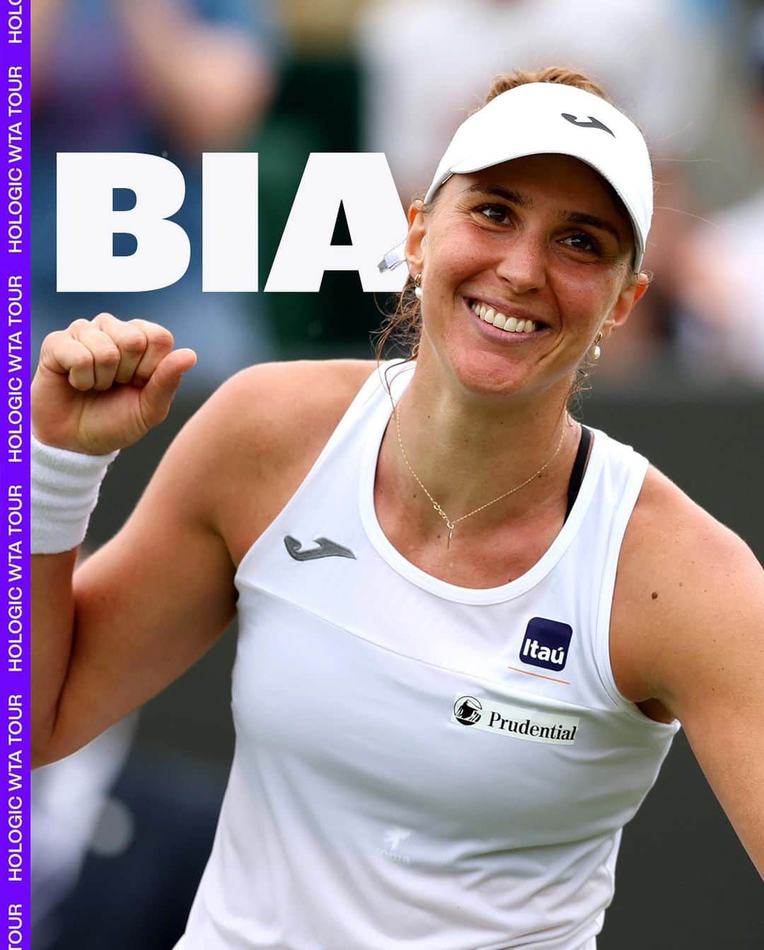 WTA（女子テニス協会）のインスタグラム：「Welcome to the final 16 🤘🏄‍♀️  @biahaddadmaia | #Wimbledon」