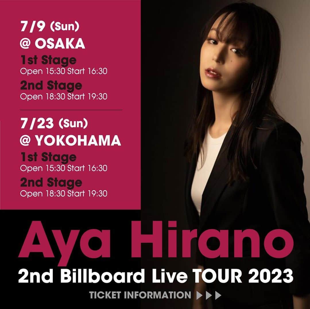 平野綾のインスタグラム：「《AYA HIRANO 2nd Billboard Live TOUR 2023》 ⁡ ⁡ 今回のグッズ、めちゃかわいカッコいいので、 是非ゲットしていただきたく！ ⁡ 会場に来られない方でも、 オンラインでご購入いただけるようにしました！ ⁡ ▶️明日12:00にオンラインショップ開店です！ ⁡ ⁡ あとはご来場いただいた方限定で、 お座席にセトリ付きポストカードのプレゼントがあります。 全公演回ってくれる強者の為に、 毎公演バージョン違いをご用意しました！ 全4種、コンプしてください♡ ⁡(セトリ見たくない方は終演後までポストカード見るの我慢してね！)  ⁡ ⁡ ✸7月9日（Sun）@ビルボードライブ大阪 ✵1st Stage Open 15:30 Start 16:30 ✵2nd Stage Open 18:30 Start 19:30 イベント詳細｜ビルボードライブ大阪｜Billboard Live（ビルボードライブ） ⁡ ✸7月23日（Sun）@ビルボードライブ横浜 ✵1st Stage Open 15:30 Start 16:30 ✵2nd Stage Open 18:30 Start 19:30 イベント詳細｜ビルボードライブ横浜｜Billboard Live（ビルボードライブ） ⁡ ⁡ #ayahirano2ndbillboardlivetour2023 #ayahirano #平野綾」