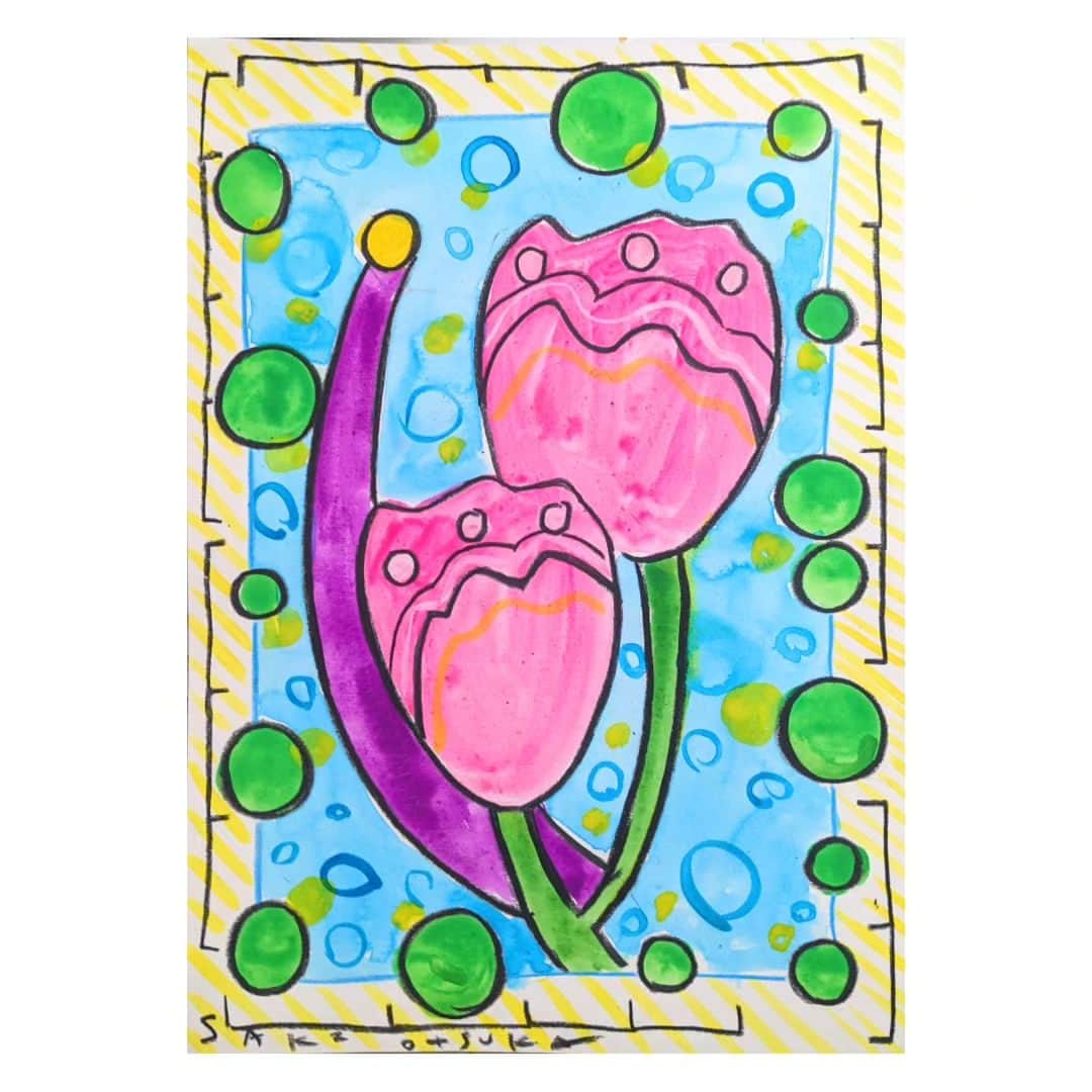 大塚咲のインスタグラム：「チューリップがよく頭の中にうかぶ #絵 #art」