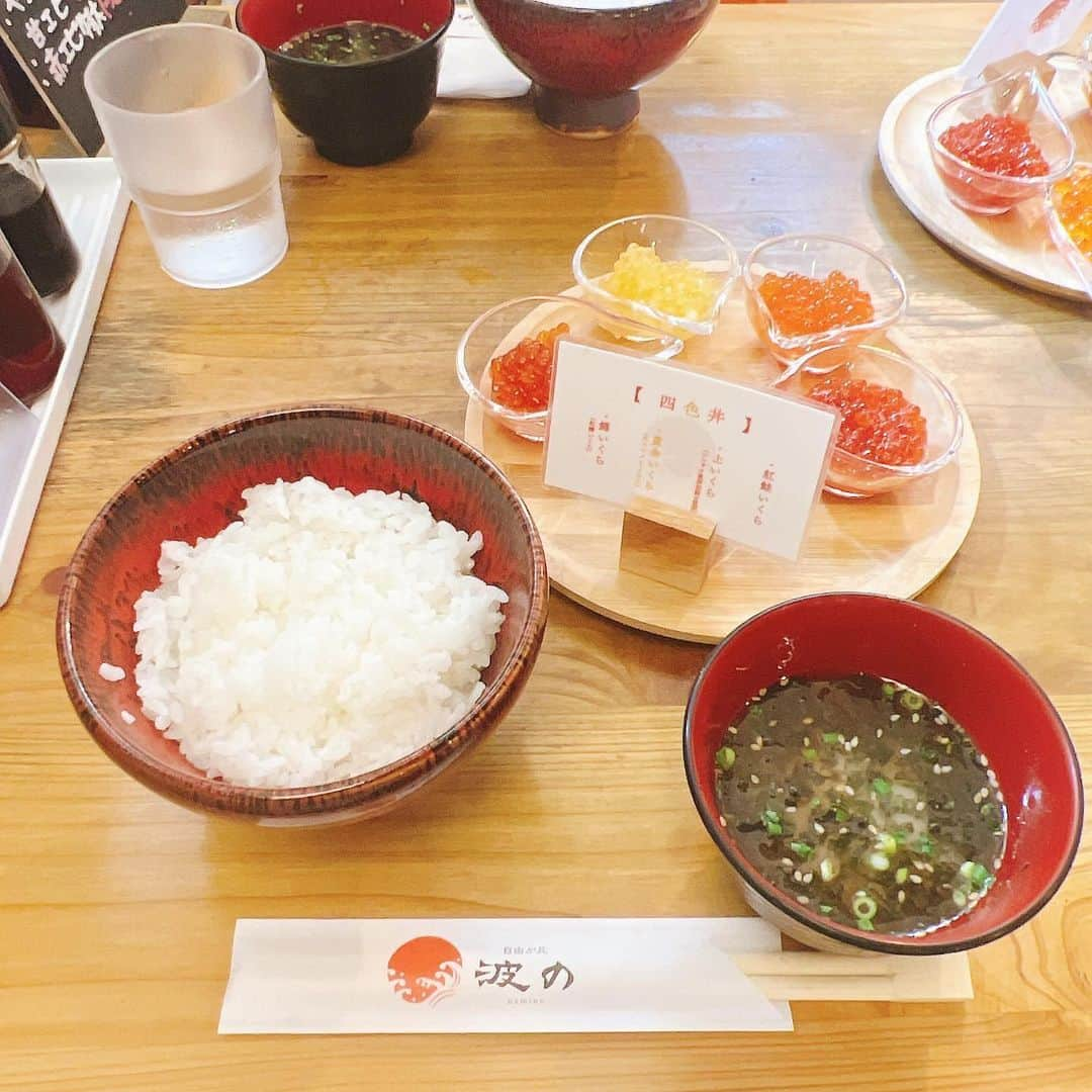 中城あすかさんのインスタグラム写真 - (中城あすかInstagram)「また、波のへいくら丼を食べに行きました！  上質ないくらの食べ比べ、美味しかった✨  4種類全て食感や味が違うの。  今回もネギトロ追加で！  〆の卵かけご飯も濃厚で美味しかった😌  またすぐ行きますっ！  #波の #いくら丼 #いくら食べ比べ #いくら #海鮮丼 #海鮮 #自由が丘 #自由が丘ランチ」7月8日 16時13分 - asukanakajo