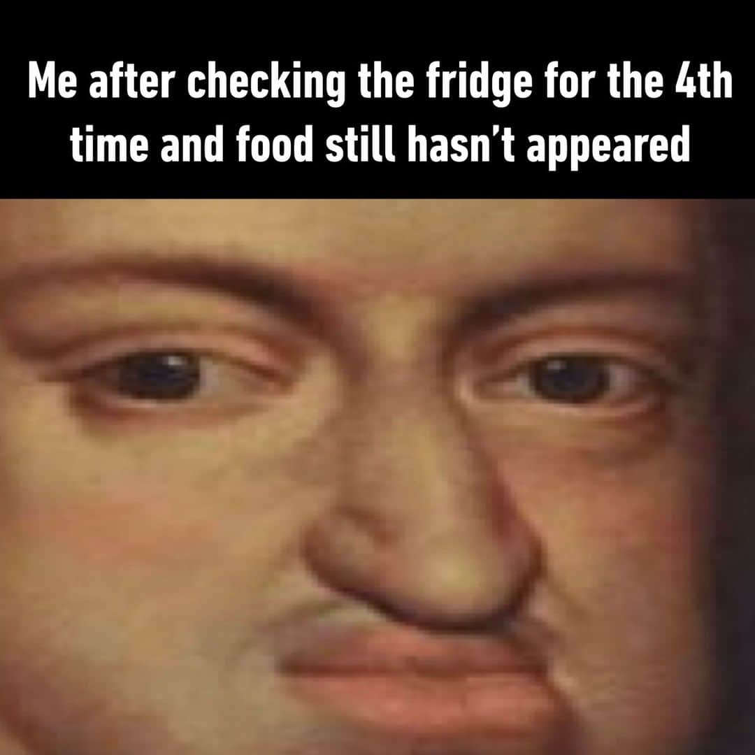 のインスタグラム：「Why didn't yesterday me bought more stuff!  - #fridge #food #snack #memes #9gag」