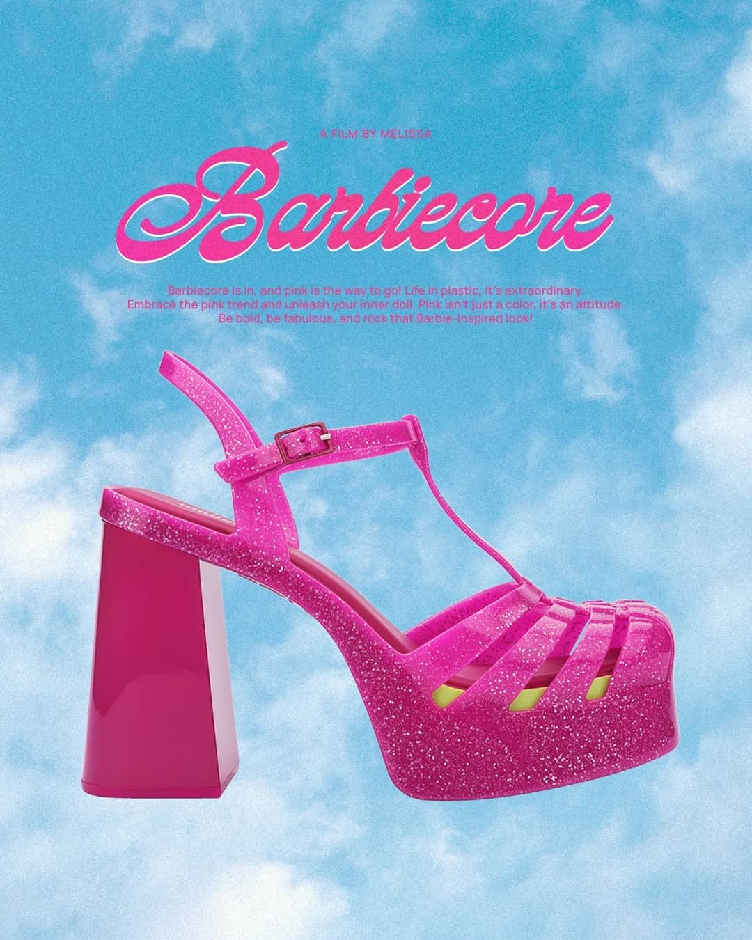 メリッサのインスタグラム：「#RespostasExtraordinárias: O que usar na pré-estreia do filme da #Barbie? Arrasta para o lado e confira todos os modelos #barbiecore! Tem melissas para todos os estilos 🩷 Disponíveis no link na bio 🥰」
