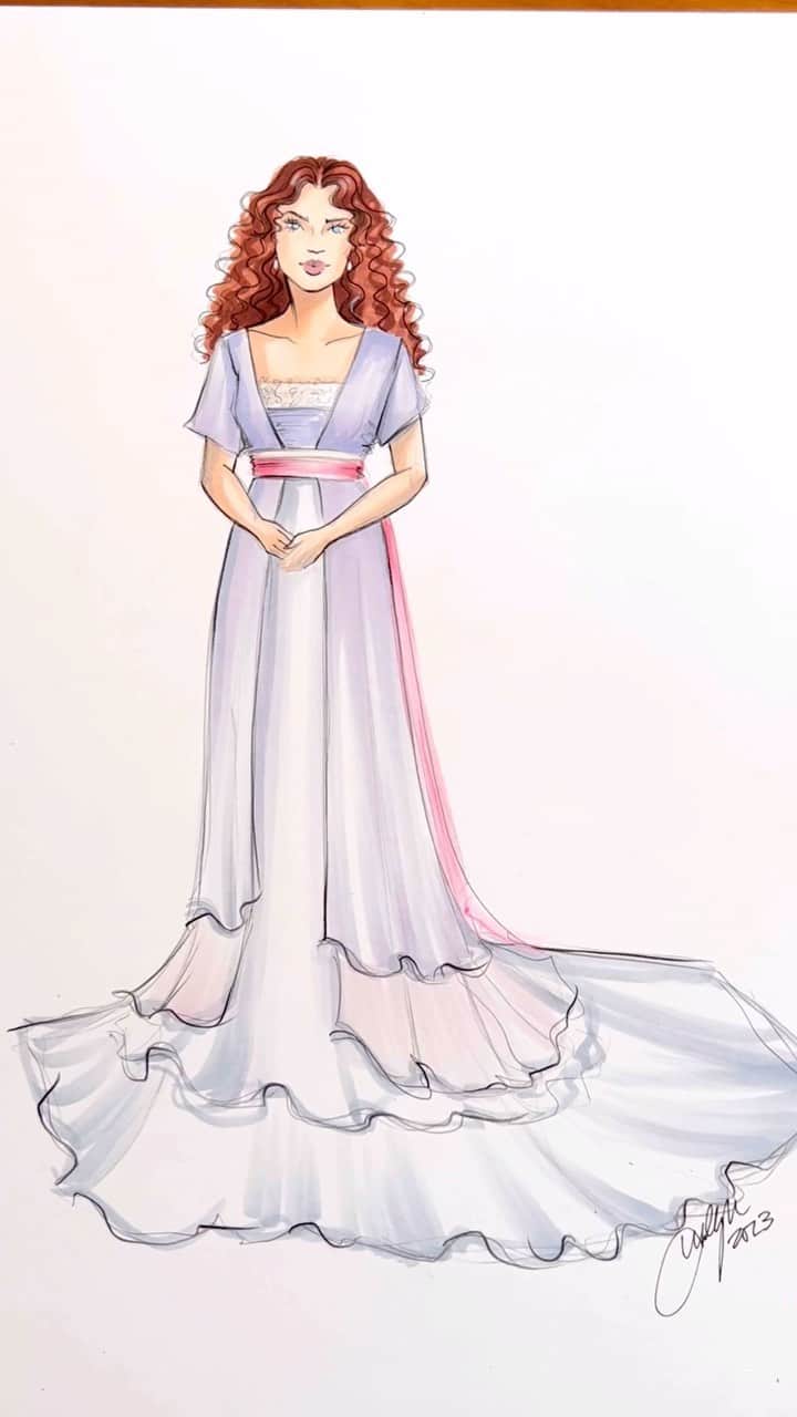 Holly Nicholsのインスタグラム：「Rose’s Pastel Layered Dress, Titanic 💕 costume designer, Deborah Lynn Scott #titanic #fashionillustration #asmr #copicmarkers #vintagestyle #asmrsounds」