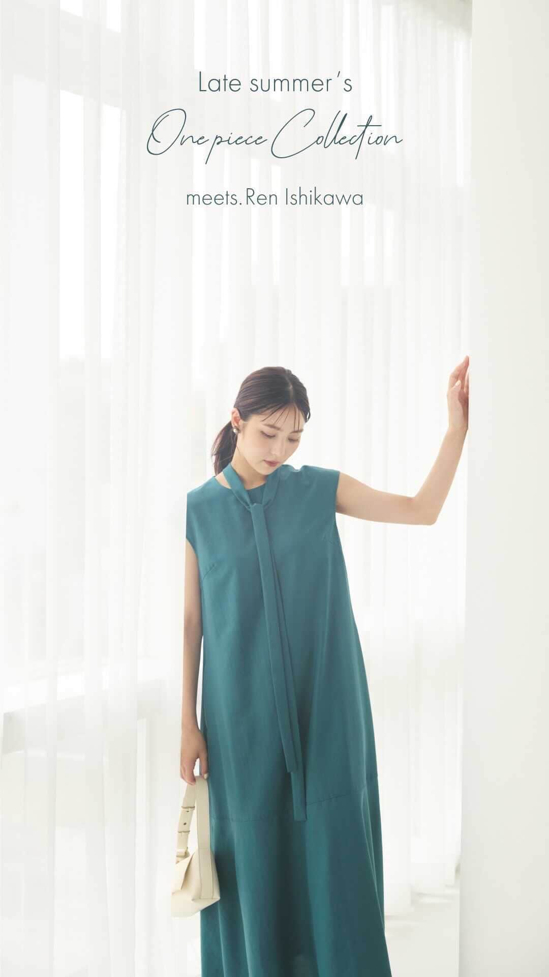 NATURAL BEAUTY BASICのインスタグラム：「Late summer’s One-piece Collection meets.Ren Ishikawa  NBBから早くも秋のムードを感じさせる ワンピースコレクションが到着。 こっくりと深みのあるカラーリングに、 目を引くドラマチックなプリント… 季節を先取りするItなワンピース6枚を、 石川恋さん @ren_ishikawa がレディに着こなします。  詳しくは @naturalbeautybasic_official プロフィールのURLより webカタログをチェック♪  #石川恋 さん #花柄ワンピース #ワンピース #秋先取り #秋コーデ #夏コーデ #お出かけコーデ #オフィスコーデ #オフィスカジュアル #通勤コーデ #大人可愛い #カラーコーデ  #着回しコーデ #きれいめカジュアル  #ベーシックコーデ #ベーシック #ナチュラルコーデ #トレンドスタイル #シンプルコーデ #ナチュラルビューティーベーシック #naturalbeautybasic」