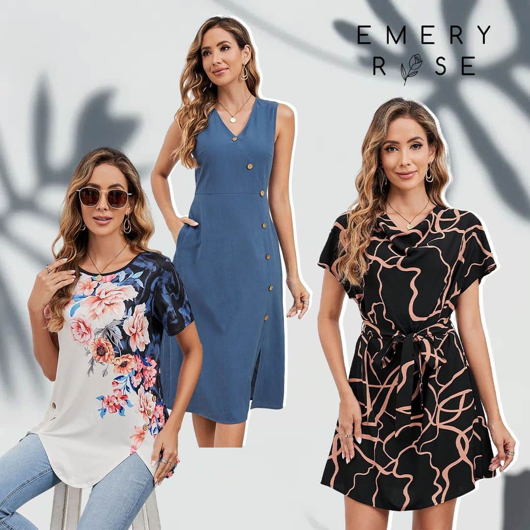 SHEINのインスタグラム：「Fall for free-spirited looks you've love from EMERY ROSE's newest summer collection ✨  🔎18331531 18270628 18173293 18173250 18173221 18173216 18166975 18166729 18166698 18165843  #EmeryRose」