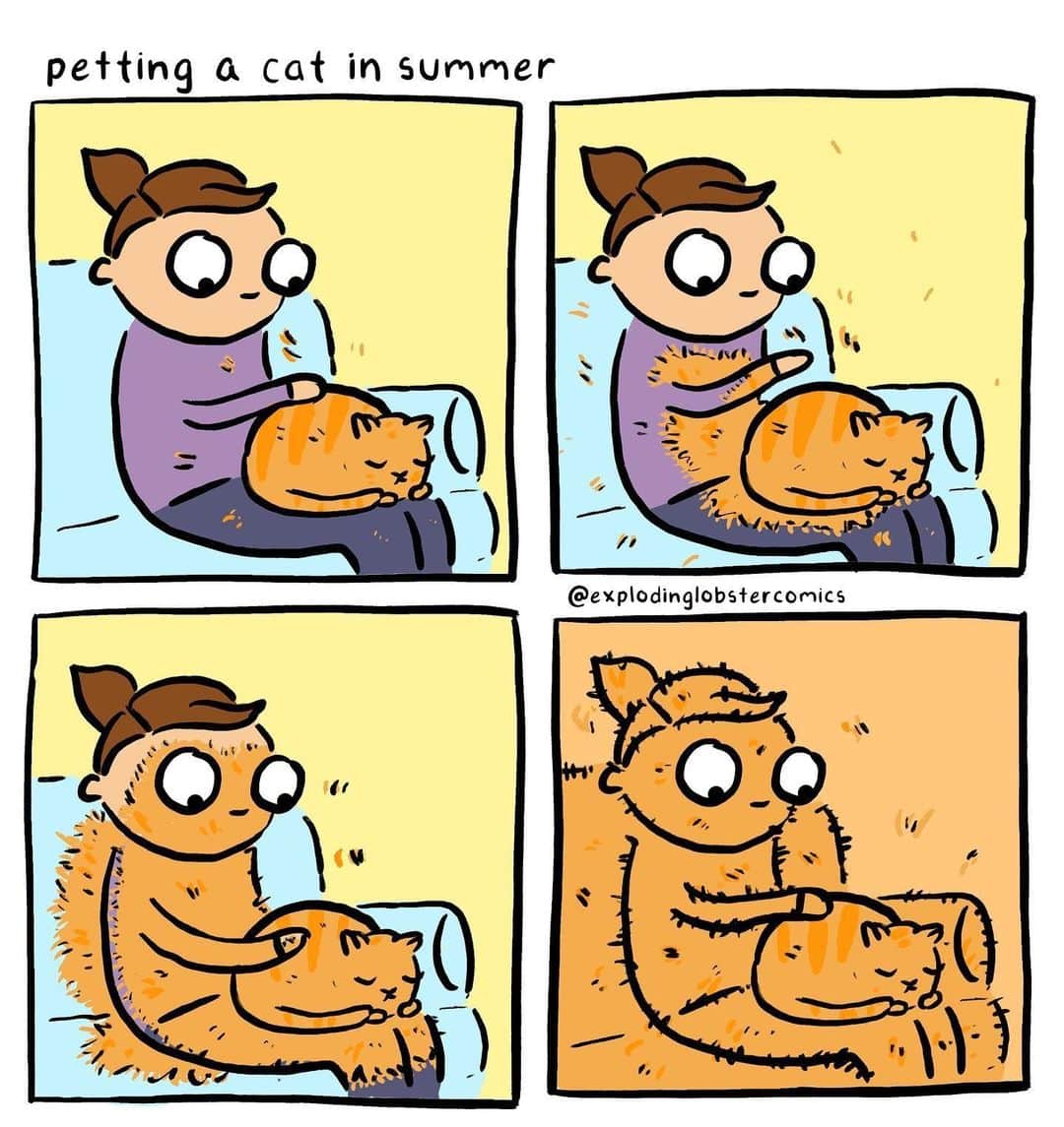 のインスタグラム：「having cat fur on your clothes is an honor ✍🏻 @explodinglobstercomics - #comics #cat #feline #pets #9gag」
